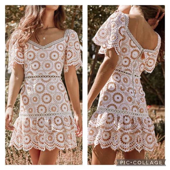 SAYLOR XS THE KALEY DRESS YELLOW EYELET - Picture 1 of 6